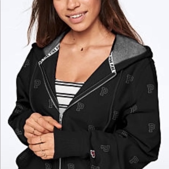 Vs pink Premium College Full zip Hoodie Black - Picture 2 of 5